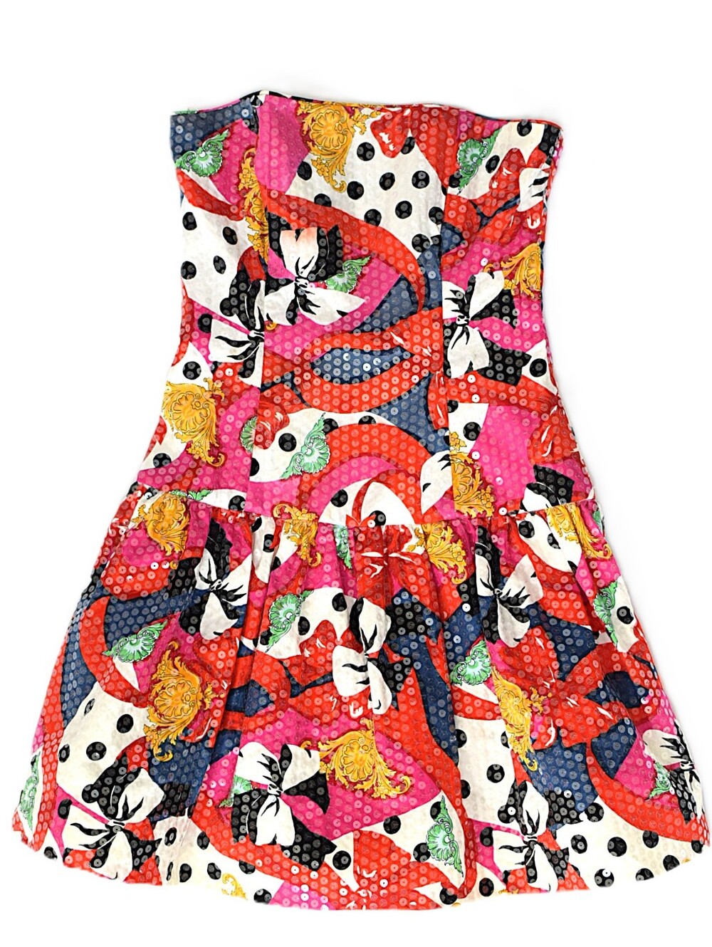 Vintage Morton Myles Sequin Pop Art Drop Waist Dress Size 12 Polka Dot Abstract